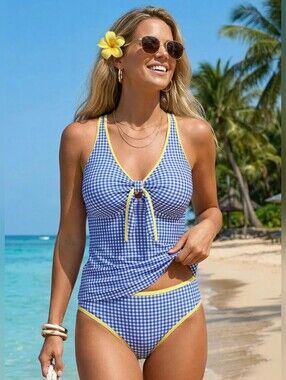 Modlily 2pc Gingham Women's Tankini Swimsuit